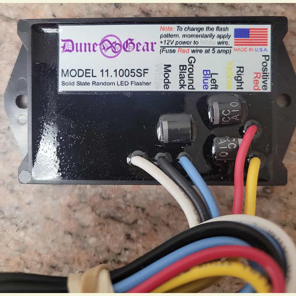 LED flasher module for off-road vehicles and dune buggy lighting systems. High-quality, durable automotive LED flasher device.